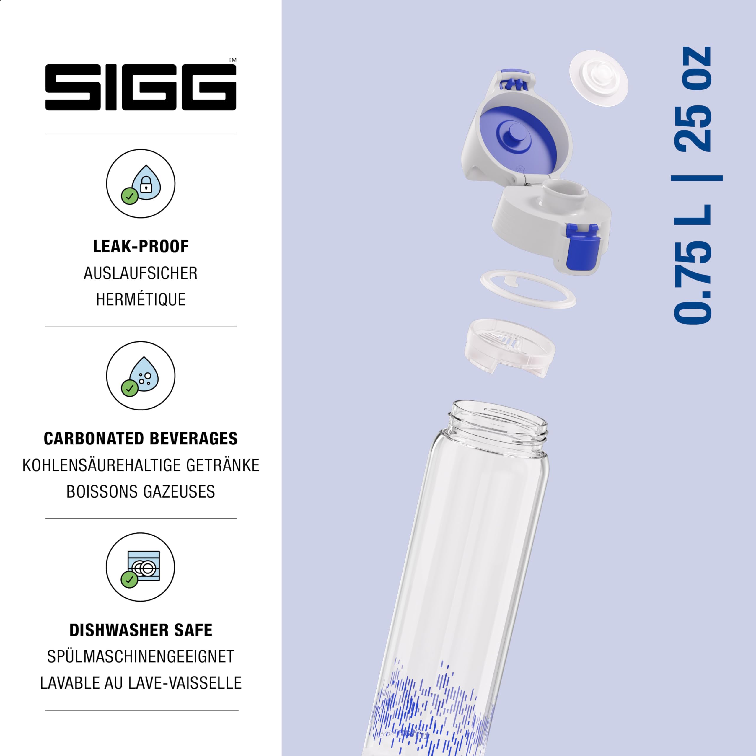 SIGG - Tritan Water Bottle - Total Clear ONE MyPlanet Blue - Suitable For Carbonated Beverages - Dishwasher Safe - Leakproof - Lightweight - Scratch Resistant - BPA Free - 25 oz